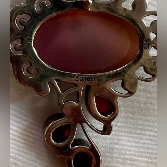 Sajen Druzy and semi precious stone necklace in SS with double chain necklace. - Picture 9 of 13